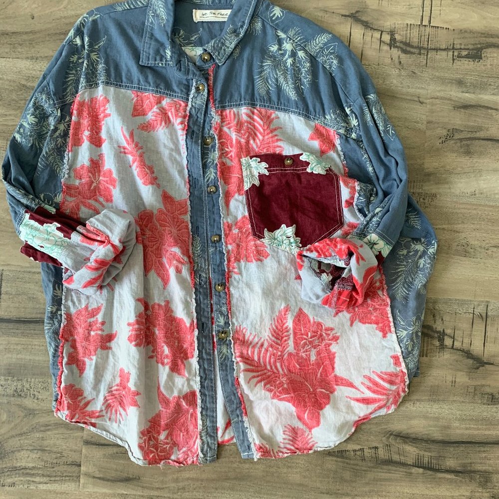 Floral + Denim Button Down Shirt
